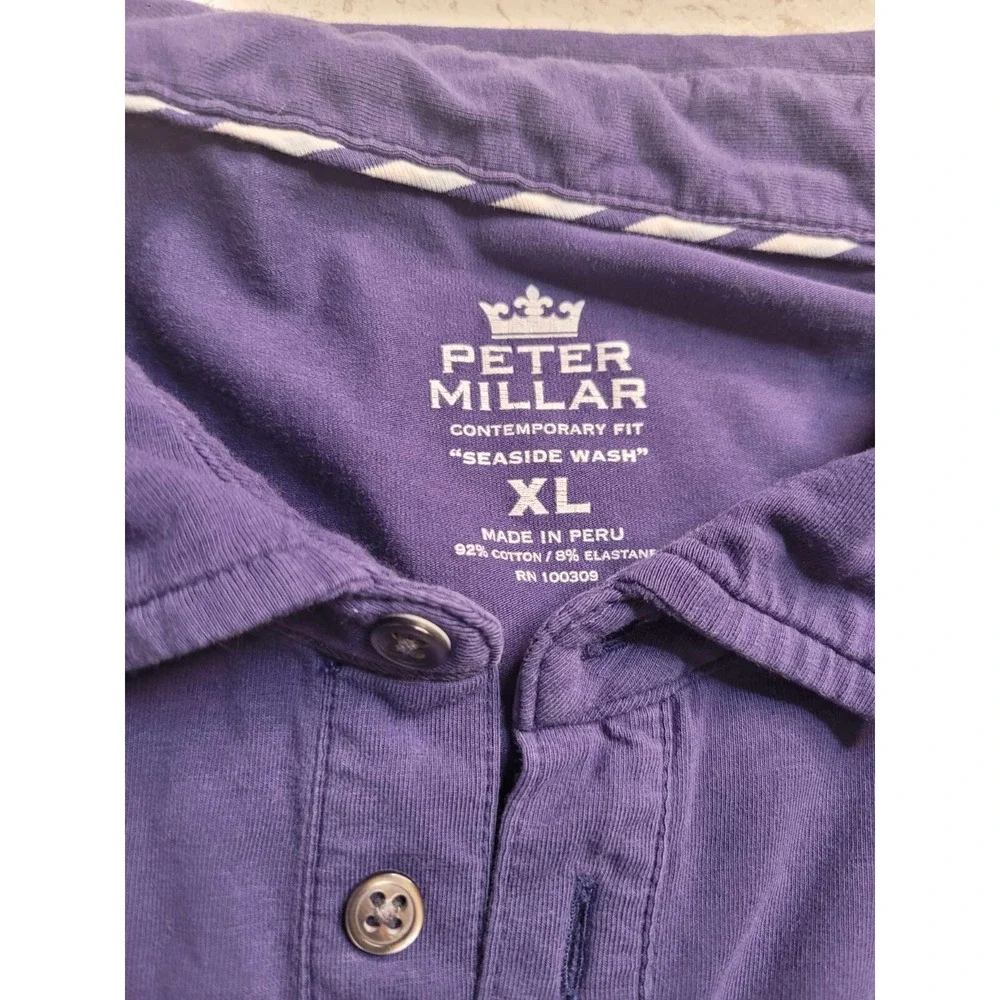 Peter Millar Contemporary Fit Seaside‎ Wash Navy Polo Men's Size XL Preppy